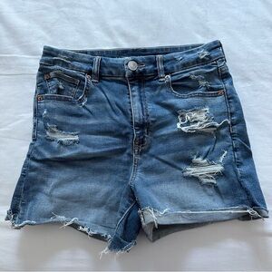 American Eagle Curvy Hi-Rise Shortie Blue Denim Shorts